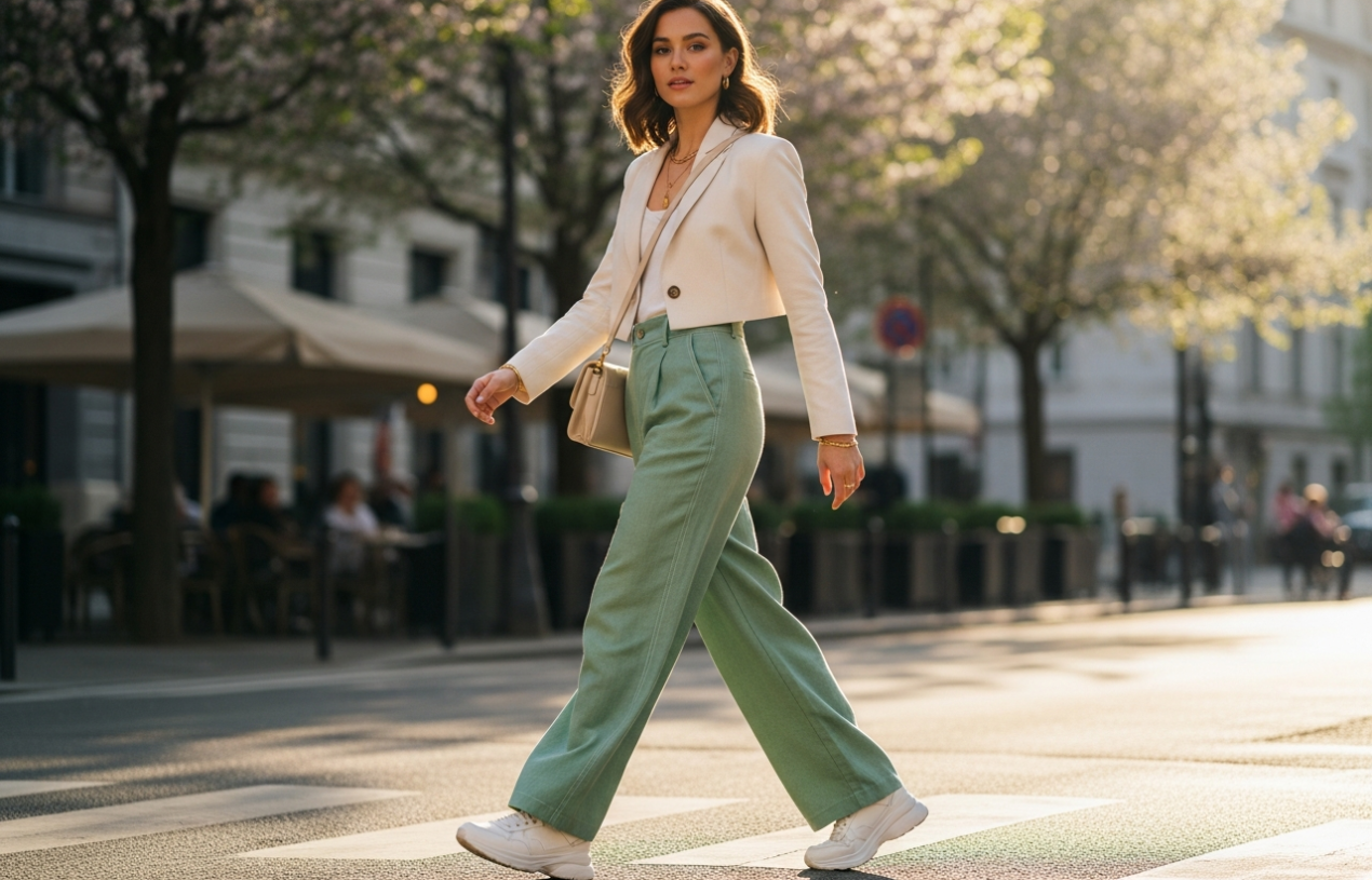 Spodnie szerokie nogawki – jak stylizować ten trend wiosną 2026
