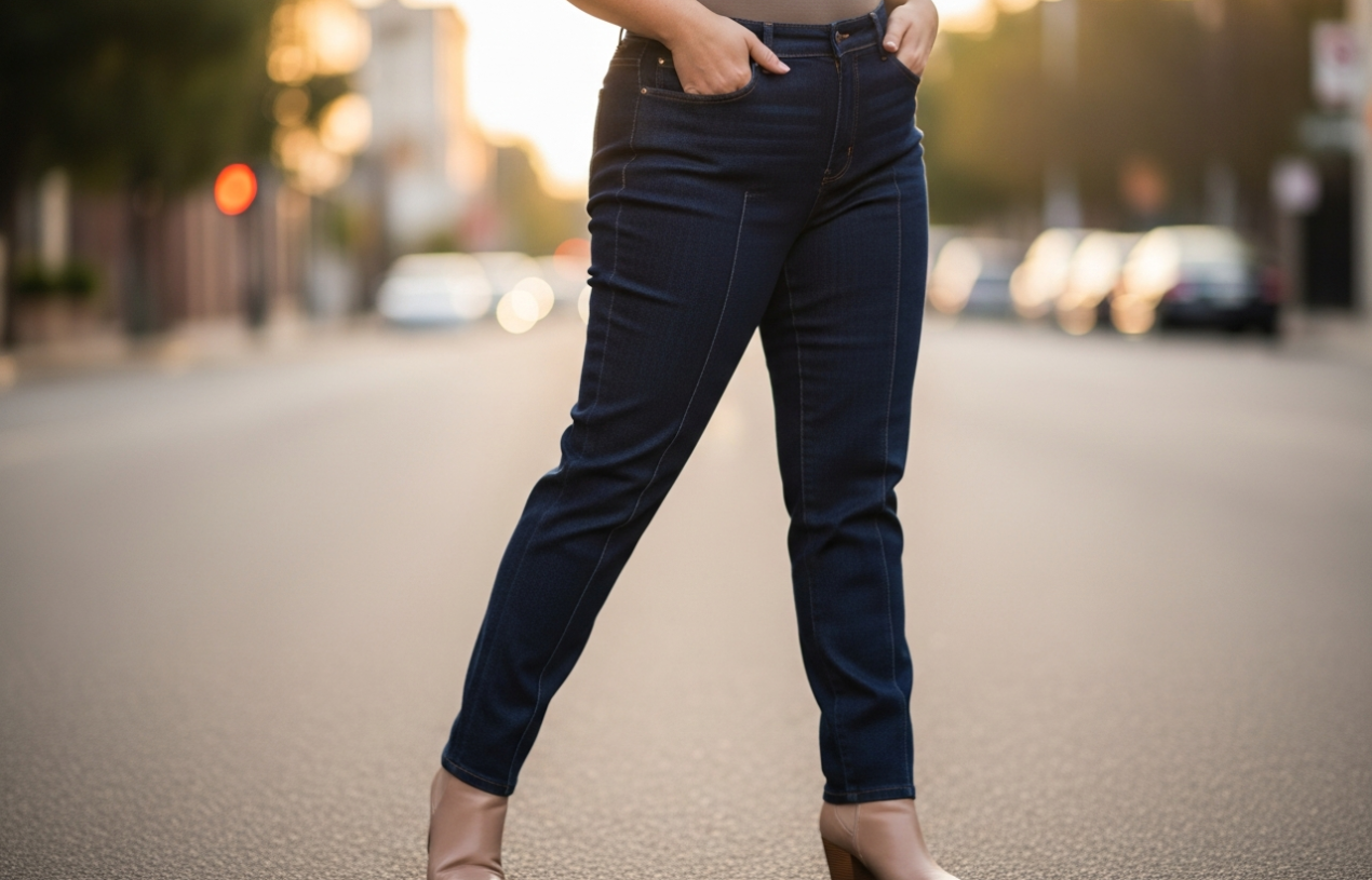 Jeansy plus size – jak wybrać model wyszczuplający nogi i uda?